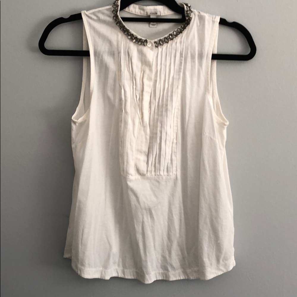 J CREW white blouse w/ embellished collar - Size S
